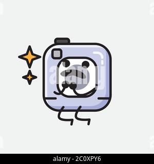 Illustration du joli personnage de la caméra embarquée Mascot Vector dans un style de conception plate Illustration de Vecteur