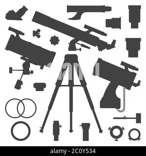 collection de silhouettes de télescope d'astronomie vectoriel Banque D'Images
