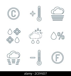 icônes de prévision météo sombre définies Banque D'Images