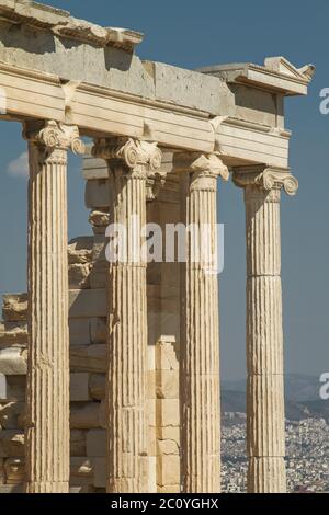 Détail du Parthénon sur l'Acropole d'Athènes, Grèce Banque D'Images
