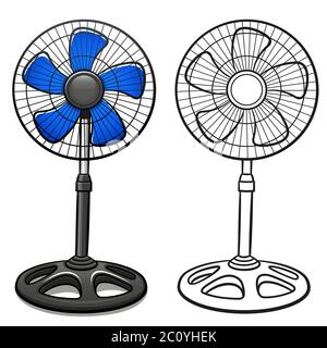 Illustration vectorielle de la bande dessinée du ventilateur sur socle isolée Illustration de Vecteur