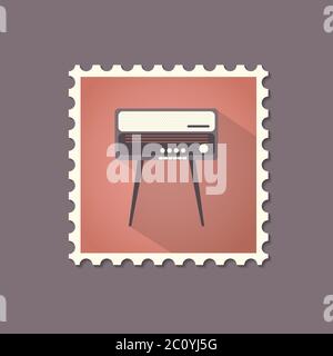 Timbre plat de style rétro avec ombre. Illustration de Vecteur