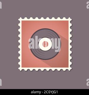 Timbre plat en vinyle avec ombre. Style rétro. Illustration de Vecteur