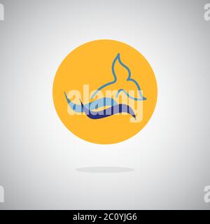 Icône dauphin, nageoire à baleine et eau Illustration de Vecteur