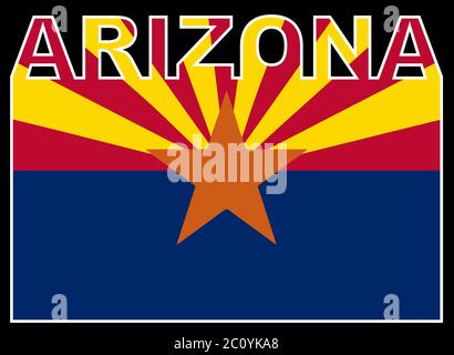 Texte Arizona en silhouette placé sur le drapeau d'état Illustration de Vecteur