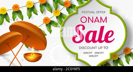 Bannière promotionnelle sur les ventes Onam. Illustration de Vecteur