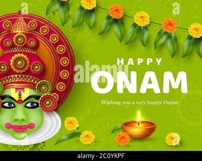 Onam fond de festival pour l'Inde du Sud. Illustration de Vecteur