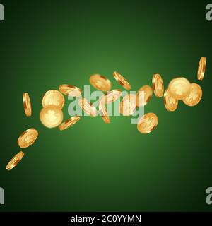 Pièces de monnaie dorées à trois feuilles en 3d. Illustration de Vecteur