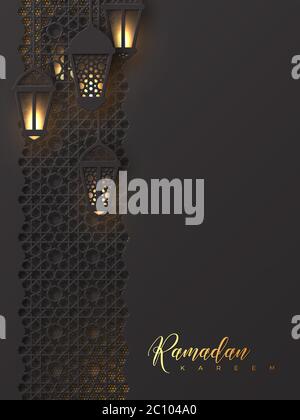 Affiche de salutation de Ramadan Kareem. Illustration de Vecteur