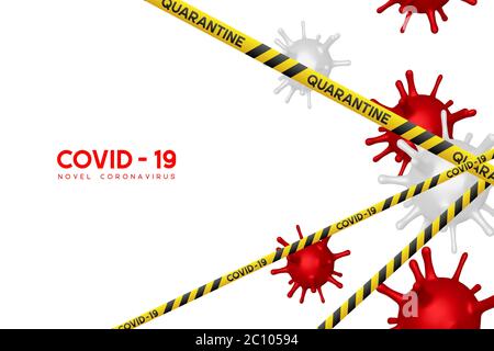 Avertissement : bannière de quarantaine du coronavirus. Illustration de Vecteur
