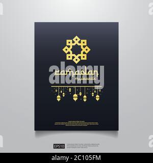 Ramadan Moubarak vecteur typographie avec le mandala islamique pour invitation bannière, fliyer, carte fond Illustration vectorielle. Célébration du Ramadan Illustration de Vecteur