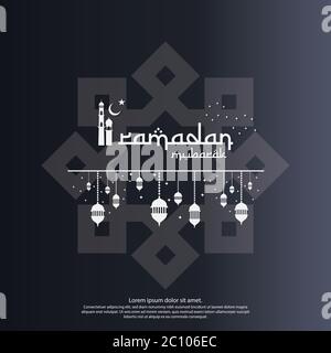 concept islamique. mandala abstrait avec décoration à motif et élément lanterne. Salutation de Ramadan Kareem ou Eid Mubarak. Bannière d'invitation ou carte Illustration de Vecteur