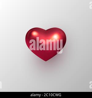 coeur décoratif rouge 3d métallisé. Illustration de Vecteur