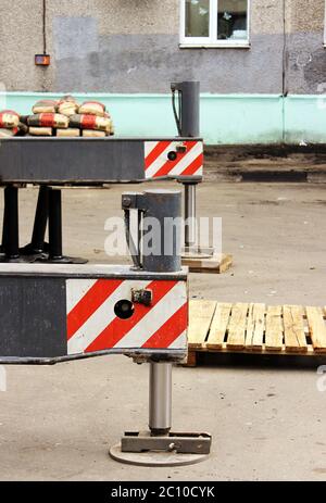 Chariot outrigger stabiliser les jambes étendues. Banque D'Images