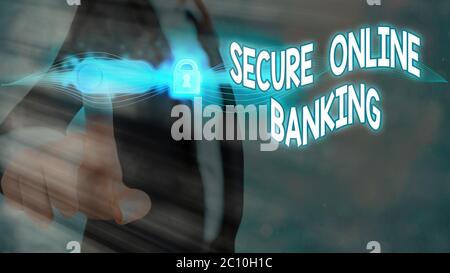 Texte d'écriture Secure Online Banking. Photo conceptuelle protéger la banque numérique pour les transactions sur Internet Banque D'Images