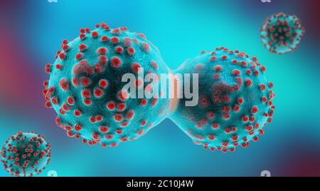 Illustration 3d d'une cellule de cancer dans le processus de la mitose Banque D'Images