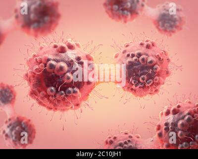 Illustration 3d d'une cellule de cancer dans le processus de la mitose Banque D'Images