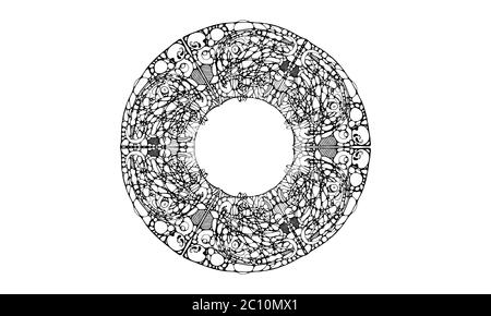 Image vecteur de mandala, pris dans la forme en noir et blanc d Banque D'Images