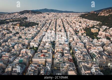 Coucher de soleil sur Athènes, Grèce Banque D'Images