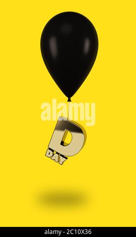 Ballons noirs avec lettres dorées pour joyeux anniversaire. rendu 3d. Banque D'Images