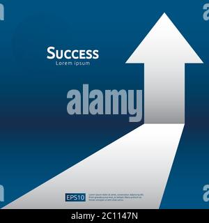 sens de la flèche d'affaires du concept de la direction de la réussite. La vision de croissance de la finance s'étend en hausse. Bannière illustration vectorielle plate. Revenez sur Illustration de Vecteur