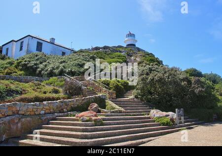 Escaliers menant au phare de Cape point. Sur le cap de bonne espérance, péninsule du Cap, Afrique du Sud, Afrique. Banque D'Images