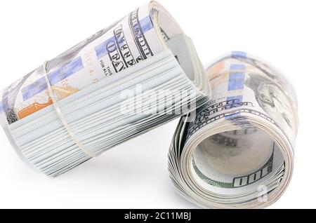 Les billets de dollar isolated on white Banque D'Images