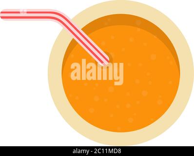 Smoothie de fruits dans un verre avec vecteur de paille icône plate isolée Illustration de Vecteur