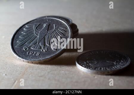 Deutsche Mark coin, monnaie de l'Allemagne avant l'euro Banque D'Images