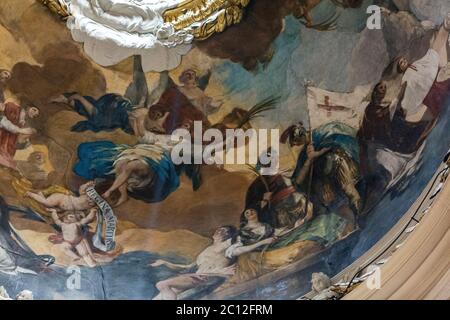 Fresque de la Reine des Martyrs dans le dôme, peinte par Francisco Goya, Cathédrale-Basilique de notre-Dame du pilier, Saragosse, Aragon, Espagne Banque D'Images