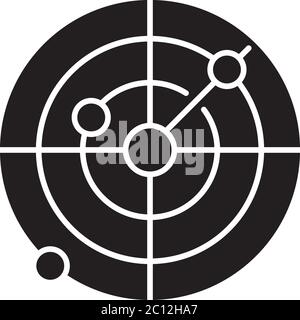 Icône de glyphe noir du radar de navigation Illustration de Vecteur