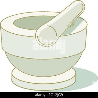 Art ligne perscription médicale et mortier illustration pastel Illustration de Vecteur