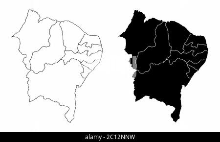 Cartes du nord-est du Brésil Illustration de Vecteur