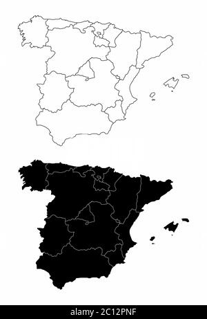 Cartes des régions d'Espagne Illustration de Vecteur