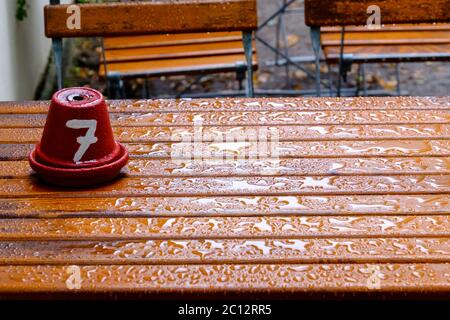 Numéro de table jardin de bière de marquage Banque D'Images