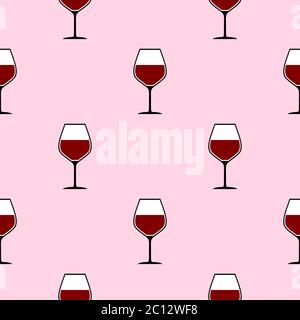 Motif sans couture avec verres à vin rouge. Image vectorielle. Illustration de Vecteur
