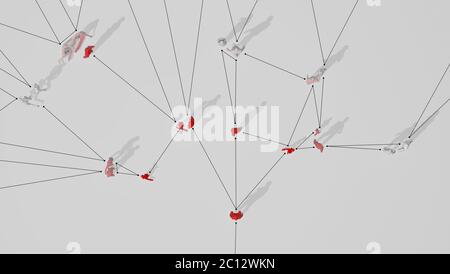 Propagation d'un pathogène par le biais de contacts sociaux - illustration 3d Banque D'Images