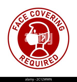 Couverture du visage requise ou absence de masque de visage pas d'entrée autocollant rond. Image vectorielle. Illustration de Vecteur