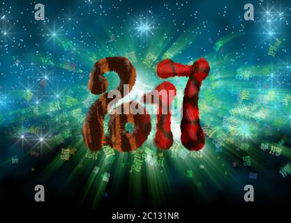 Bonne année 2017 numéros de fourrure isolés sur fond de bokeh lumineux plein de chiffres volants illustration 3d Banque D'Images