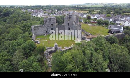 Vue aérienne du château de Cilgerran, Cilgerran, près de Cardigan, Pembrokeshire Wales UK Banque D'Images