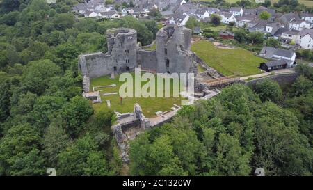 Vue aérienne du château de Cilgerran, Cilgerran, près de Cardigan, Pembrokeshire Wales UK Banque D'Images