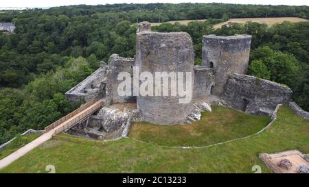 Vue aérienne du château de Cilgerran, Cilgerran, près de Cardigan, Pembrokeshire Wales UK Banque D'Images