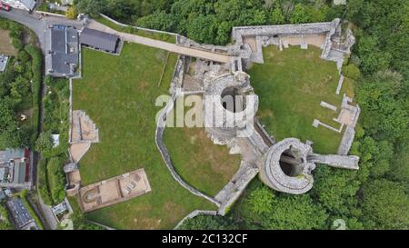 Vue aérienne du château de Cilgerran, Cilgerran, près de Cardigan, Pembrokeshire Wales UK Banque D'Images