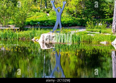 Réflexions dans l'eau de Steamboat Spring jardins botaniques. Photo de haute qualité Banque D'Images