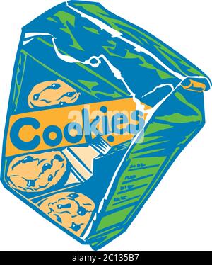 Un paquet plié de cookies aux pépites de chocolat dans un thème de couleurs 2 Illustration de Vecteur