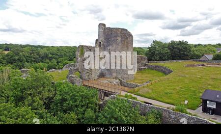 Vue aérienne du château de Cilgerran, Cilgerran, près de Cardigan, Pembrokeshire Wales UK Banque D'Images