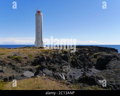 Phare de Malarrif sur la péninsule de Snaefellsnes en Islande Banque D'Images