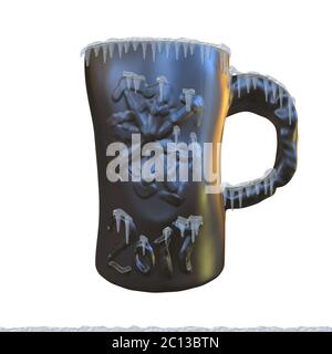 Bonne année 2017 numéros isolés écrits sur une grande tasse avec flocon de neige en métal isolé sur fond blanc. illustration 3d Banque D'Images