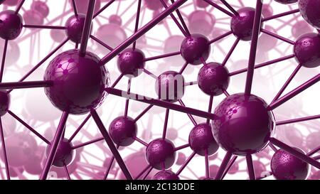 Violet Molecular géométrique chaos structure abstraite. Science technologie connexion réseau high-tech fond 3d rendu illus Banque D'Images