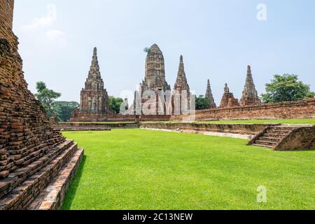 Wat Chaiwatthanaram ancien temple bouddhiste Banque D'Images